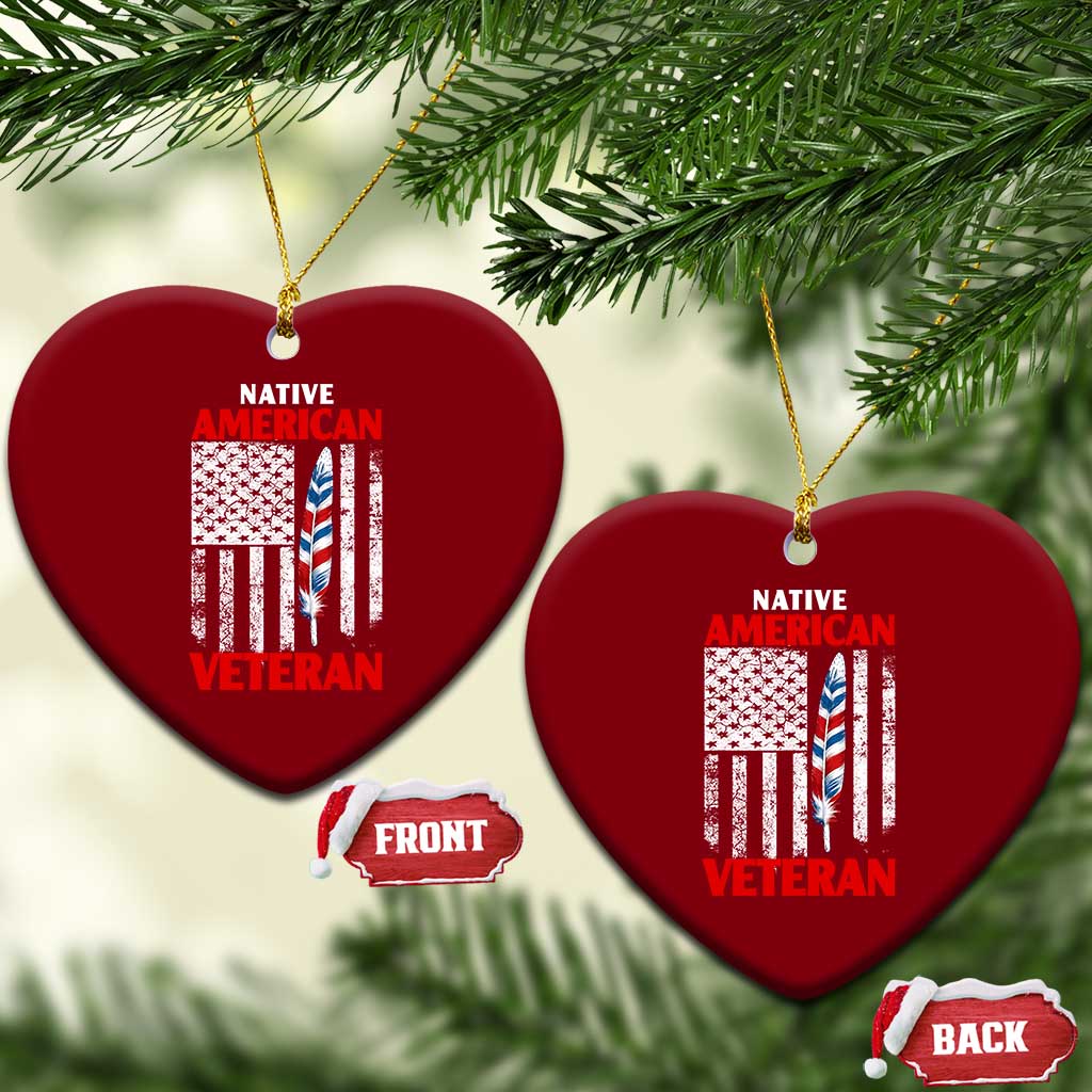 Native American Veteran USA Flag Patriotic Soldier Ceramic Ornament TS14 Print Your Wear