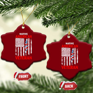 Native American Veteran USA Flag Patriotic Soldier Ceramic Ornament TS14 Print Your Wear