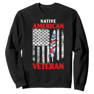 Native American Veteran USA Flag Patriotic Soldier Sweatshirt TS14 Black Print Your Wear