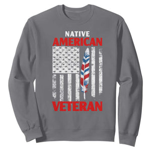 Native American Veteran USA Flag Patriotic Soldier Sweatshirt TS14 Charcoal Print Your Wear