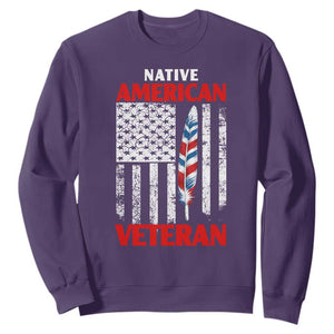 Native American Veteran USA Flag Patriotic Soldier Sweatshirt TS14 Purple Print Your Wear