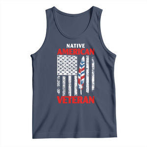 Native American Veteran USA Flag Patriotic Soldier Tank Top TS14 Navy Print Your Wear