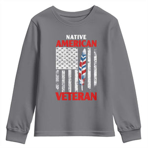 Native American Veteran USA Flag Patriotic Soldier Youth Sweatshirt TS14 Charcoal Print Your Wear