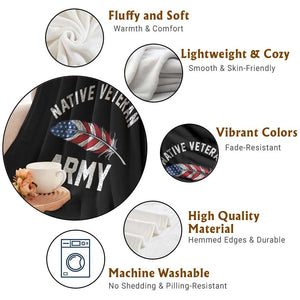 Native American Army Veteran US Flag Indigenous Soldier Throw Blanket TS14 Print Your Wear