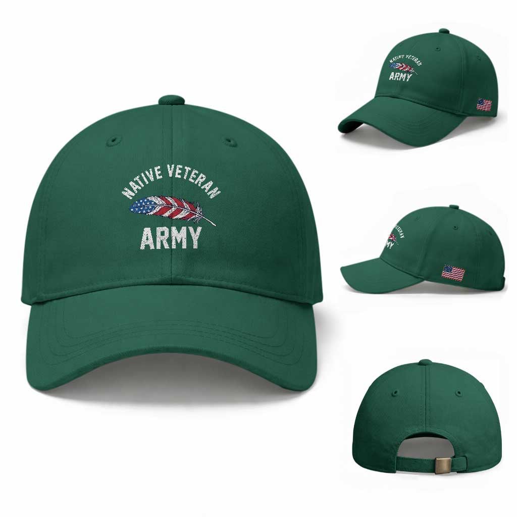 Native American Army Veteran US Flag Indigenous Soldier Baseball Cap TS14 Baseball Cap Universal Fit Irish Green Print Your Wear