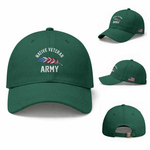Native American Army Veteran US Flag Indigenous Soldier Baseball Cap TS14 Baseball Cap Universal Fit Irish Green Print Your Wear