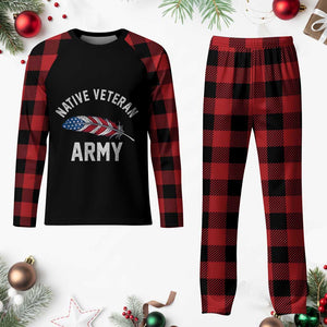 Native American Army Veteran US Flag Indigenous Soldier Plaid Pajama Set TS14 Buffalo Plaid Print Your Wear