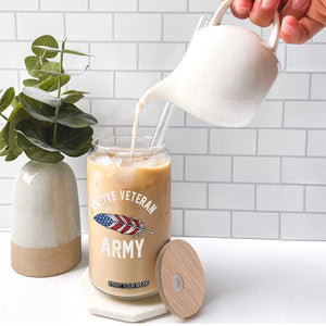 Native American Army Veteran US Flag Indigenous Soldier Glass Can TS14 Print Your Wear