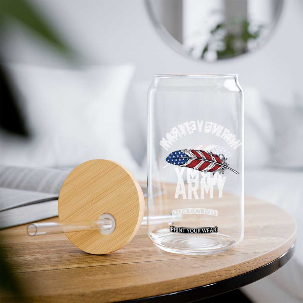 Native American Army Veteran US Flag Indigenous Soldier Glass Can TS14 Print Your Wear