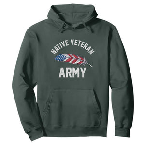 Native American Army Veteran US Flag Indigenous Soldier Hoodie TS14 Dark Forest Green Print Your Wear