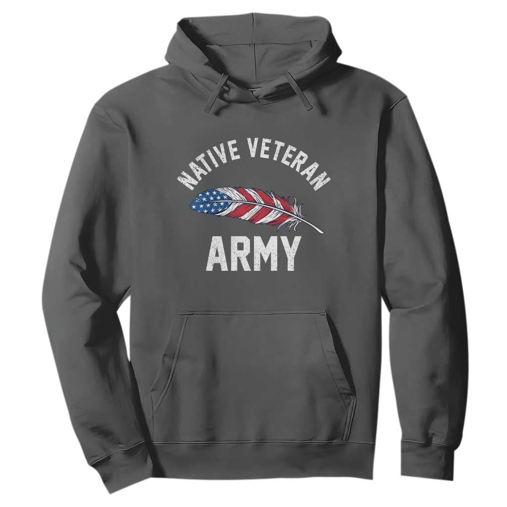 Native American Army Veteran US Flag Indigenous Soldier Hoodie TS14 Dark Heather Print Your Wear