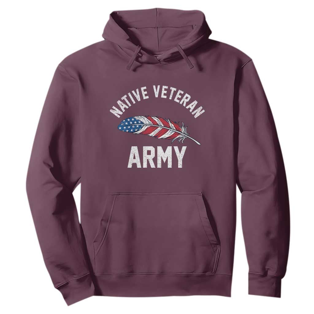 Native American Army Veteran US Flag Indigenous Soldier Hoodie TS14 Maroon Print Your Wear