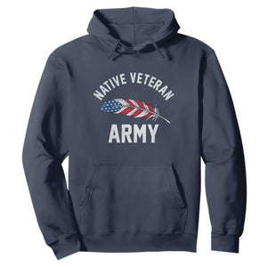 Native American Army Veteran US Flag Indigenous Soldier Hoodie TS14 Navy Print Your Wear