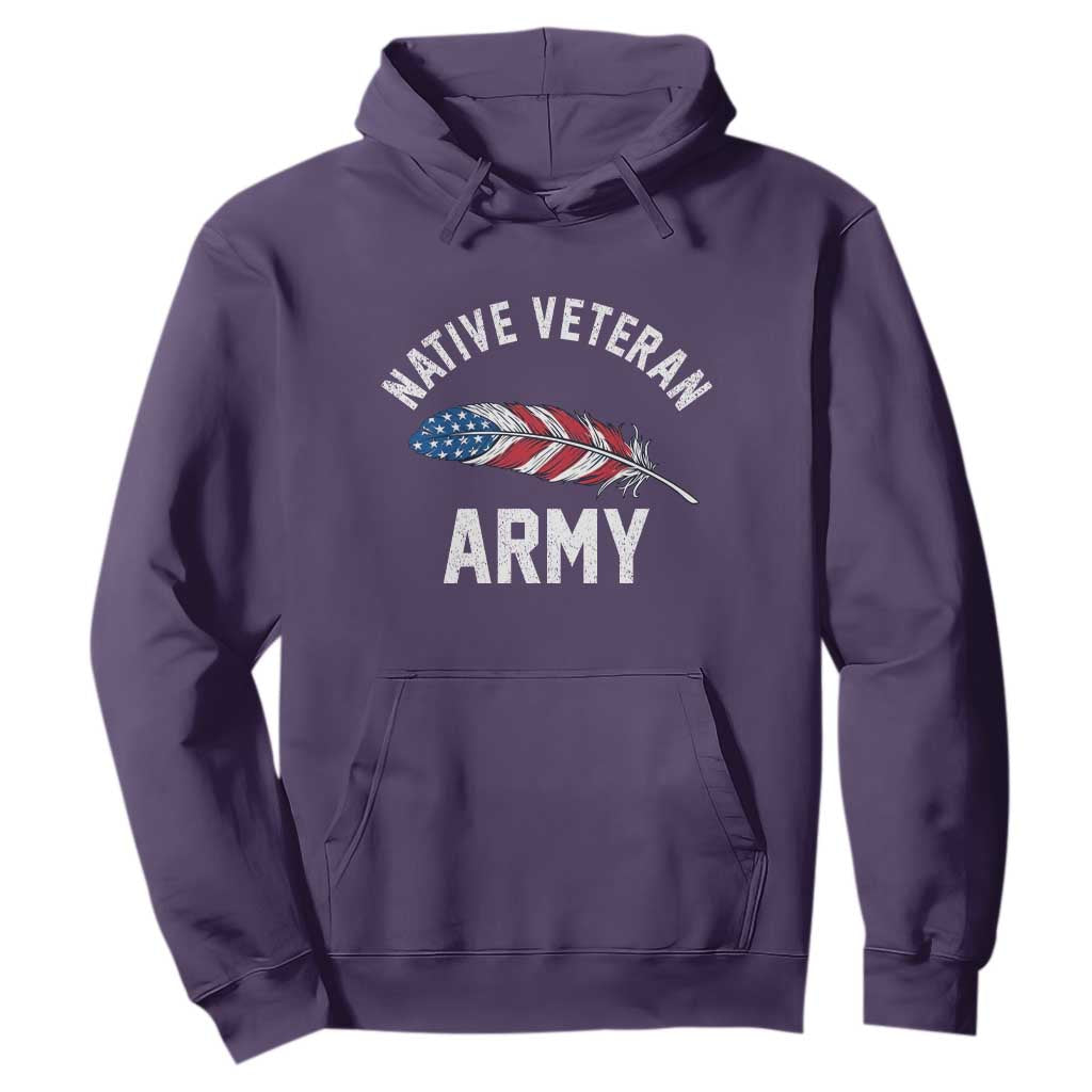Native American Army Veteran US Flag Indigenous Soldier Hoodie TS14 Purple Print Your Wear