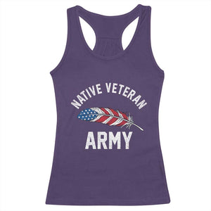 Native American Army Veteran US Flag Indigenous Soldier Racerback Tank Top TS14 Purple Print Your Wear