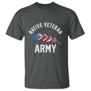 Native American Army Veteran US Flag Indigenous Soldier T Shirt TS14 Dark Heather Print Your Wear