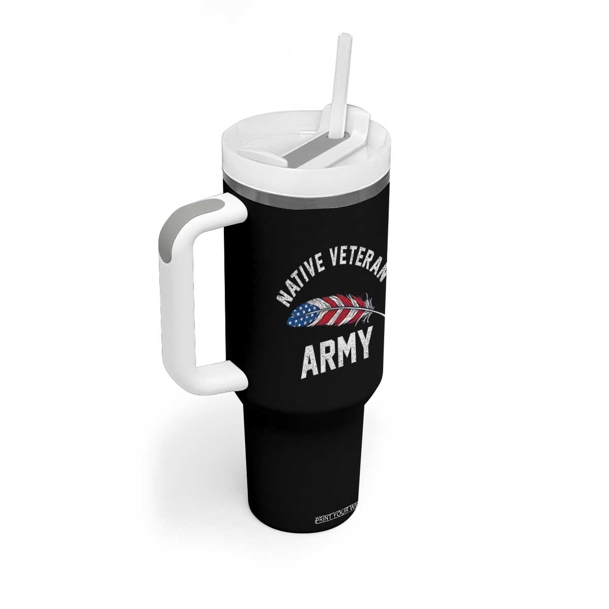 Native American Army Veteran US Flag Indigenous Soldier Tumbler With Handle TS14 Print Your Wear
