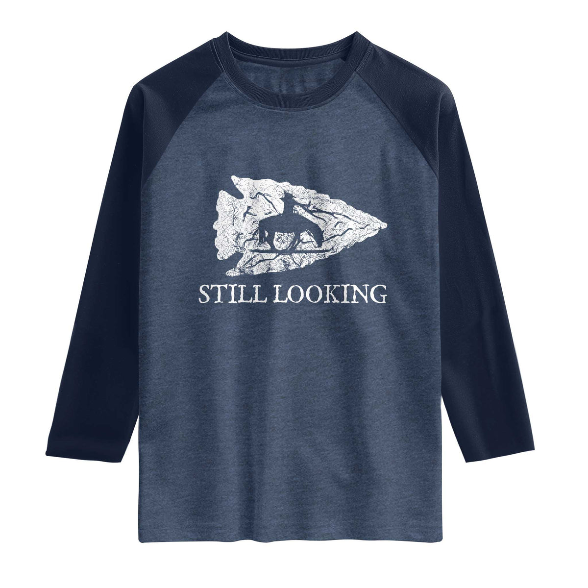 Arrowhead Hunter Native American Raglan Shirt Relic Hunter Ancient Artifacts Collection TS14 Heather Denim Navy Print Your Wear