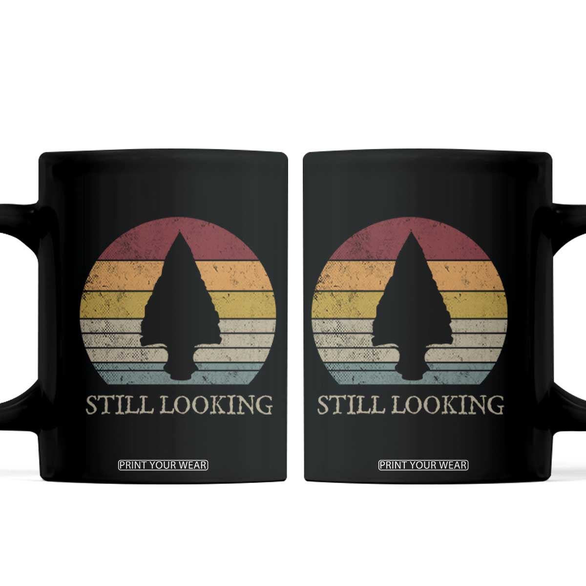 Arrowhead Hunter Native American Coffee Mug Ancient Artifacts Relic Hunting Vintage Sunset TS14 Black Print Your Wear