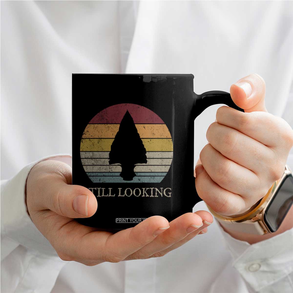 Arrowhead Hunter Native American Coffee Mug Ancient Artifacts Relic Hunting Vintage Sunset TS14 Print Your Wear