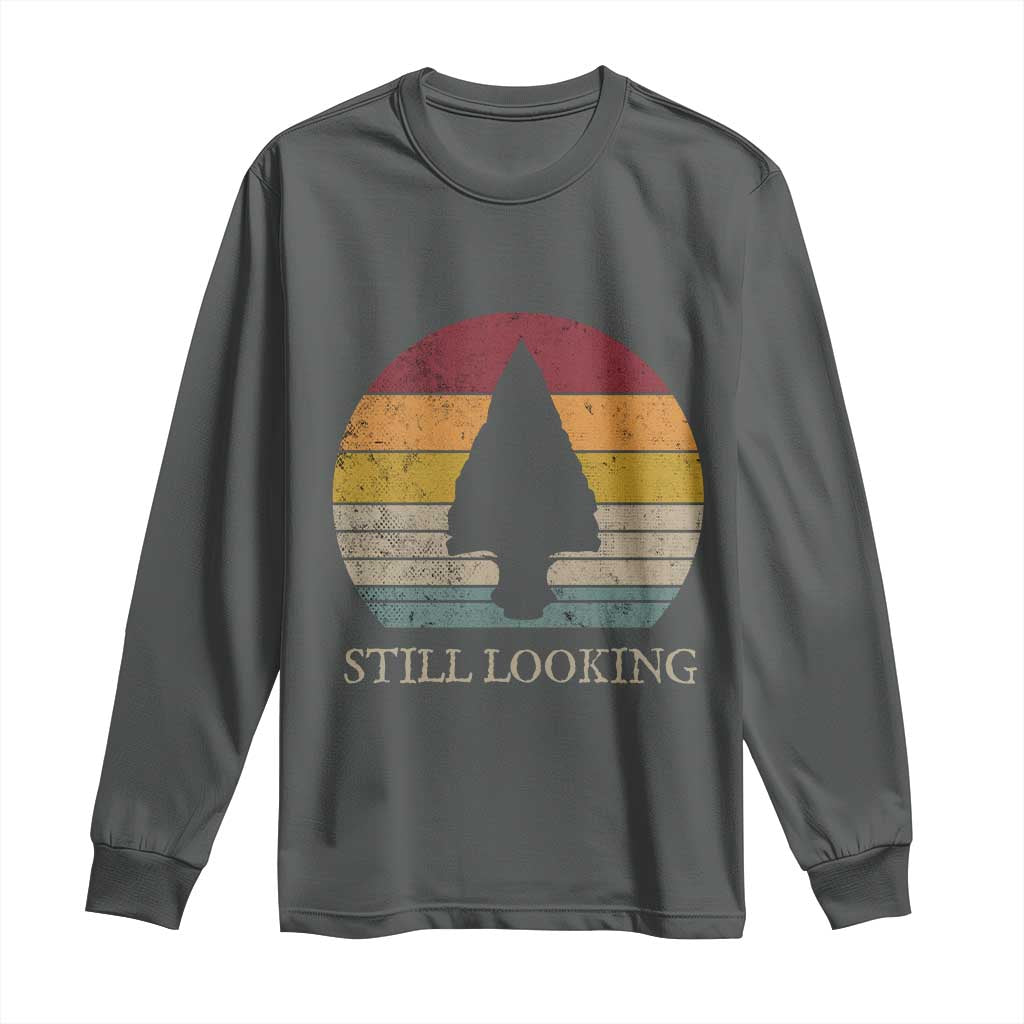 Arrowhead Hunter Native American Long Sleeve Shirt Ancient Artifacts Relic Hunting Vintage Sunset TS14 Dark Heather Print Your Wear