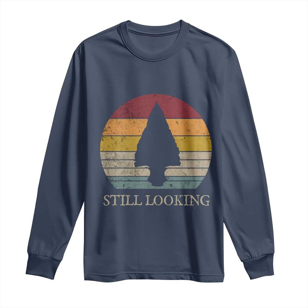 Arrowhead Hunter Native American Long Sleeve Shirt Ancient Artifacts Relic Hunting Vintage Sunset TS14 Navy Print Your Wear