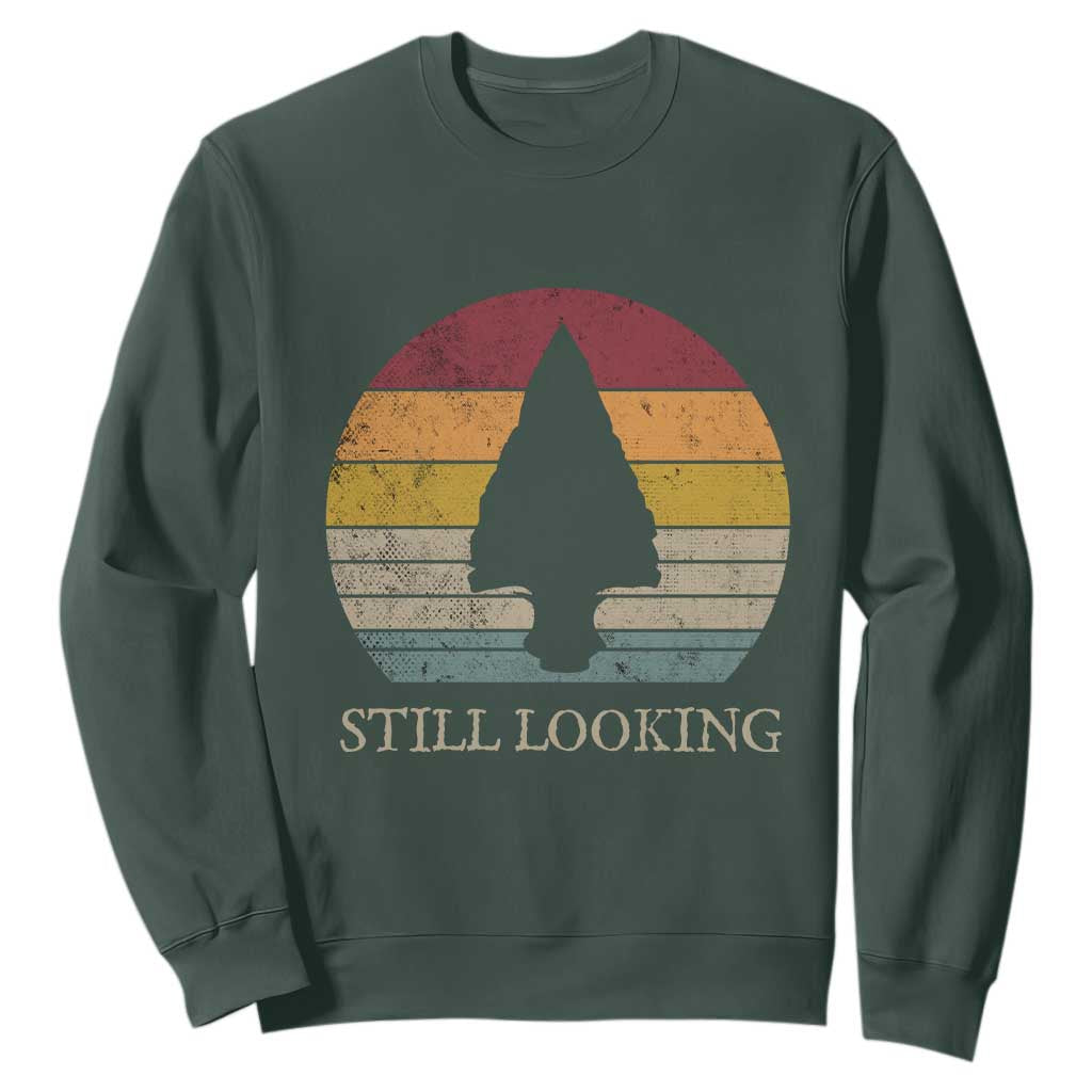 Arrowhead Hunter Native American Sweatshirt Ancient Artifacts Relic Hunting Vintage Sunset TS14 Dark Forest Green Print Your Wear