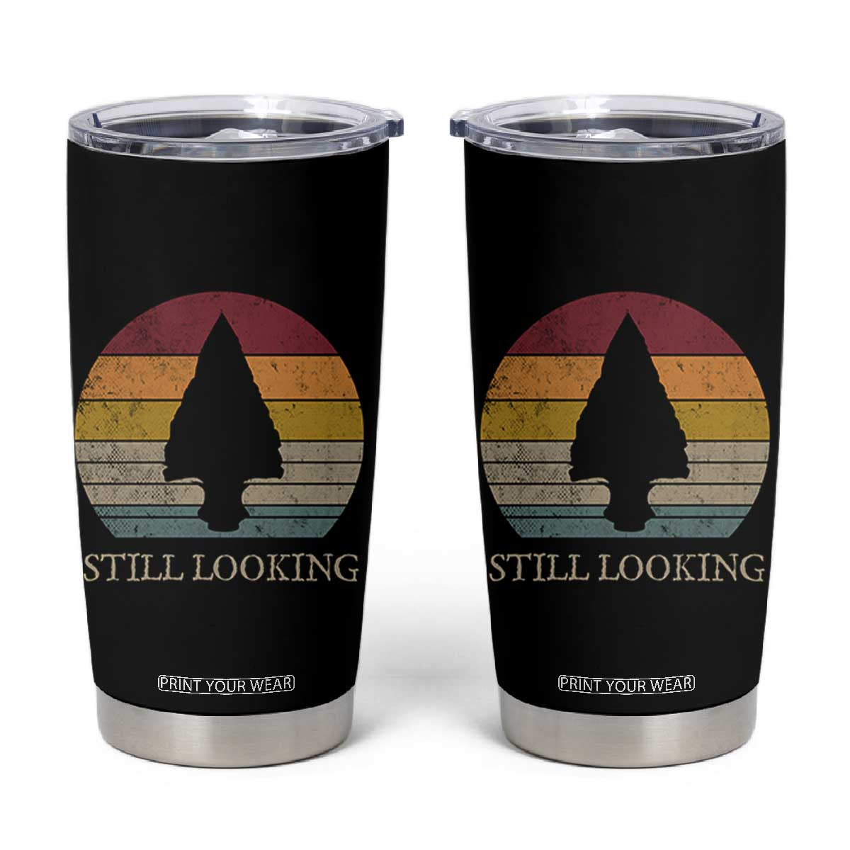 Arrowhead Hunter Native American Tumbler Cup Ancient Artifacts Relic Hunting Vintage Sunset TS14 Black Print Your Wear