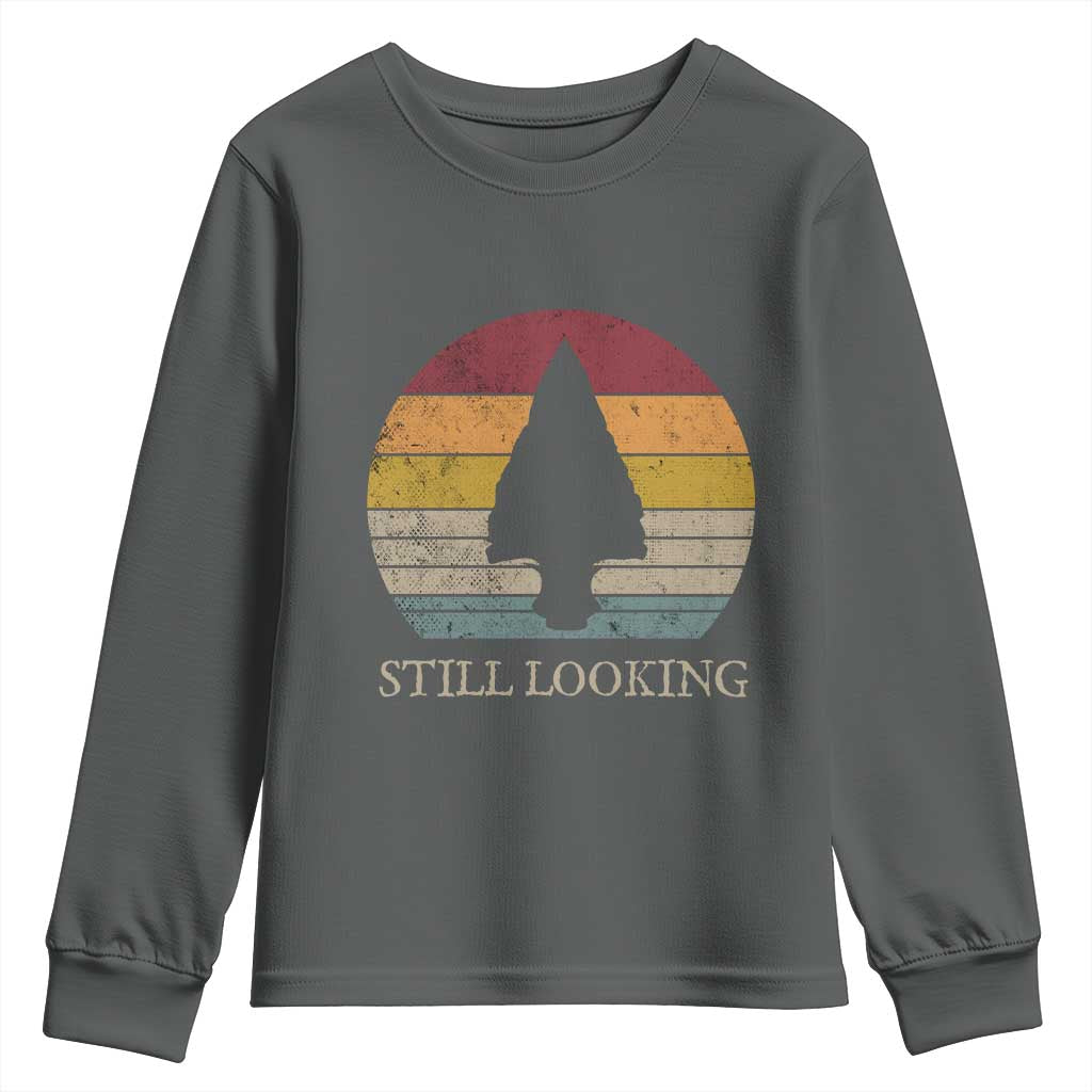 Arrowhead Hunter Native American Youth Sweatshirt Ancient Artifacts Relic Hunting Vintage Sunset TS14 Dark Heather Print Your Wear