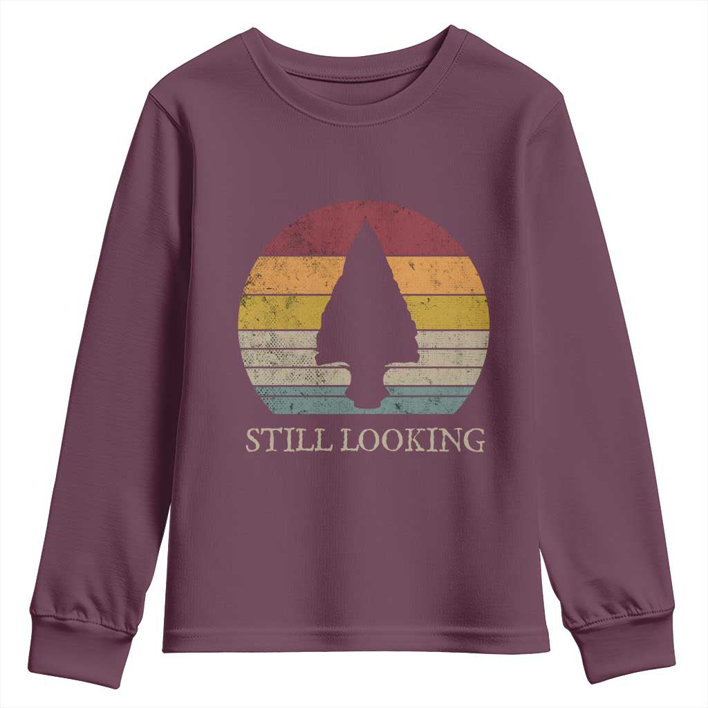 Arrowhead Hunter Native American Youth Sweatshirt Ancient Artifacts Relic Hunting Vintage Sunset TS14 Maroon Print Your Wear