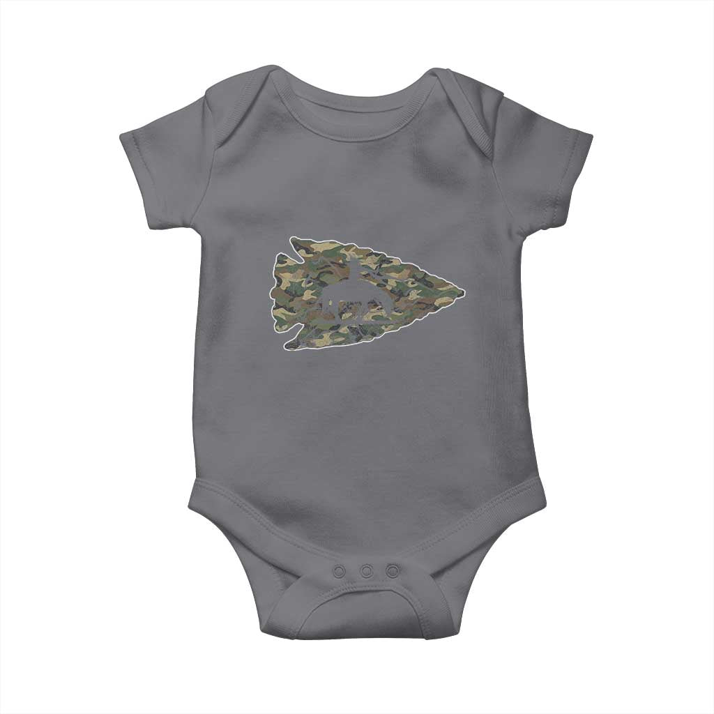 Arrowhead Hunter Native American Camouflage USA Flag Baby Onesie TS14 Charcoal Print Your Wear