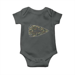 Arrowhead Hunter Native American Camouflage USA Flag Baby Onesie TS14 Dark Heather Print Your Wear