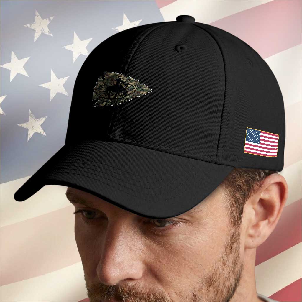 Arrowhead Hunter Native American Camouflage USA Flag Baseball Cap TS14 Print Your Wear