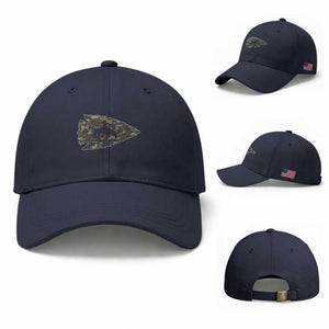 Arrowhead Hunter Native American Camouflage USA Flag Baseball Cap TS14 Baseball Cap Universal Fit Navy Print Your Wear