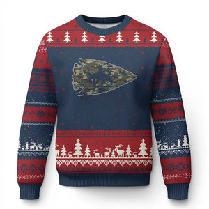 Arrowhead Hunter Native American Camouflage USA Flag Ugly Christmas Sweater TS14 Navy Red Print Your Wear