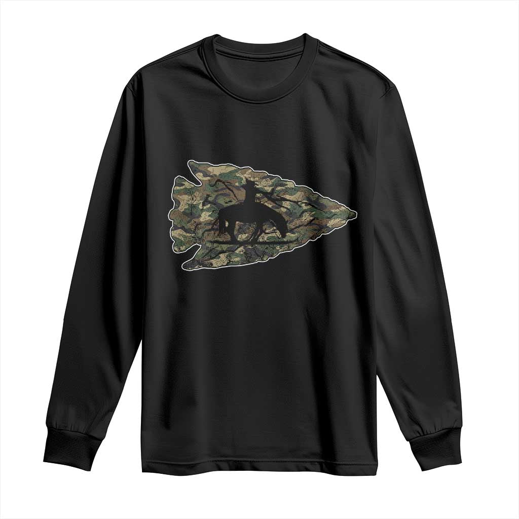 Arrowhead Hunter Native American Camouflage USA Flag Long Sleeve Shirt TS14 Black Print Your Wear