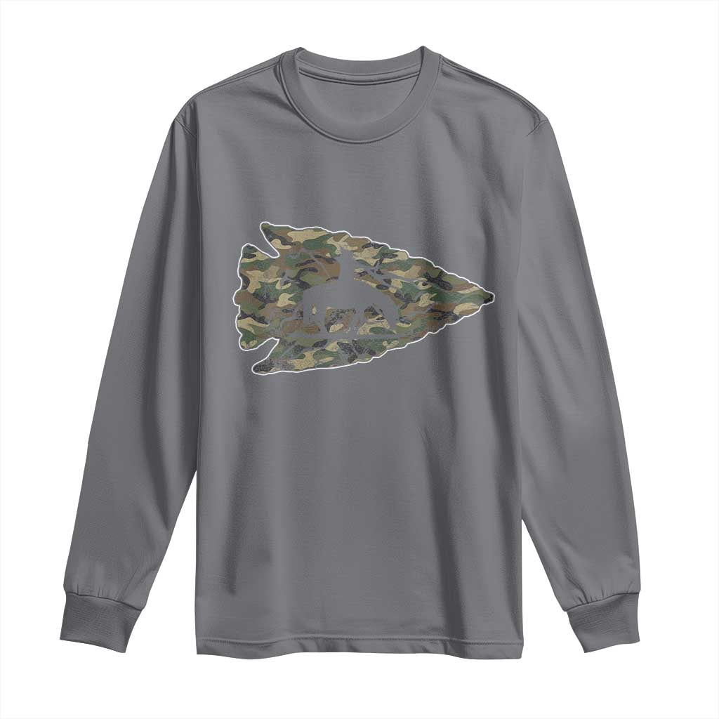 Arrowhead Hunter Native American Camouflage USA Flag Long Sleeve Shirt TS14 Charcoal Print Your Wear