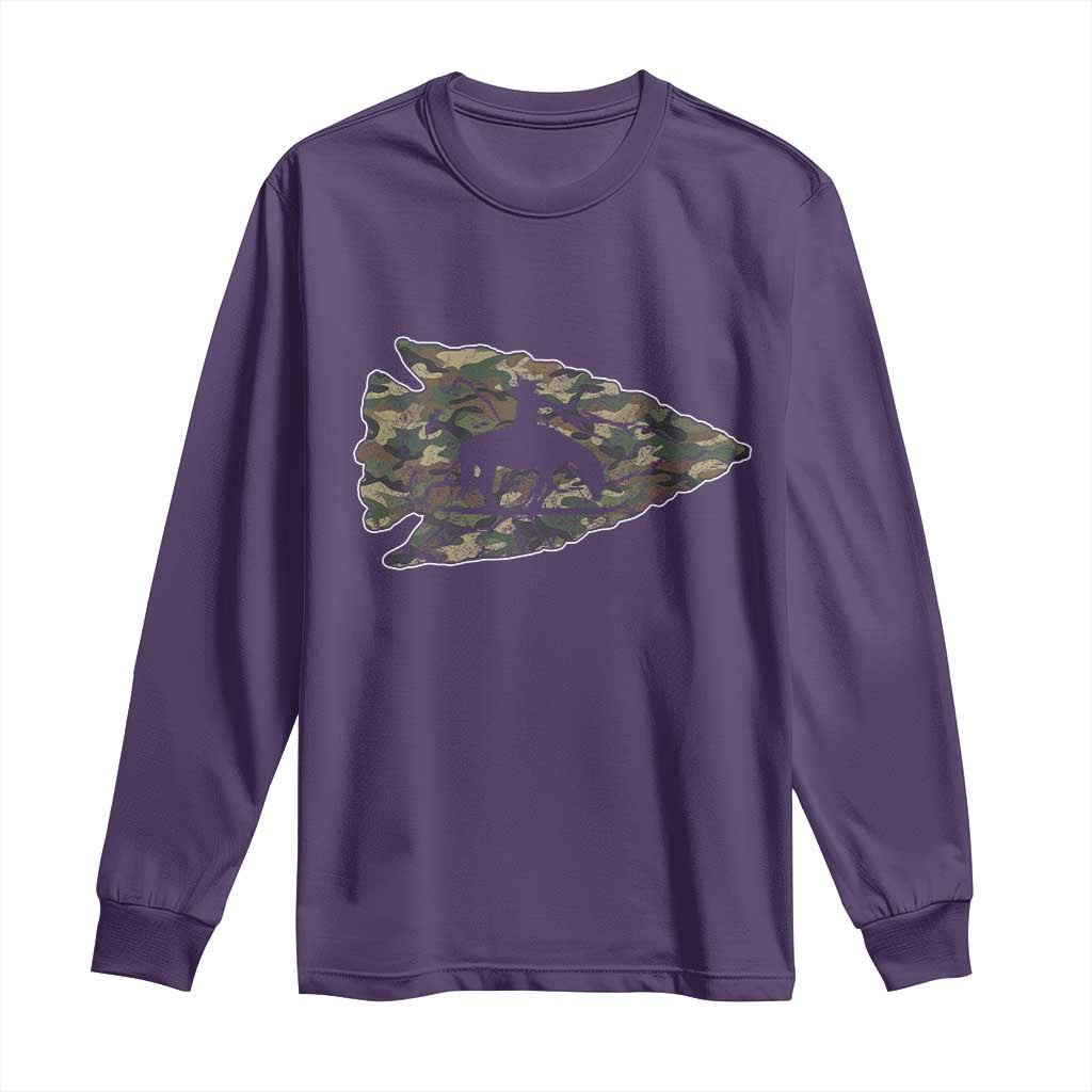 Arrowhead Hunter Native American Camouflage USA Flag Long Sleeve Shirt TS14 Purple Print Your Wear