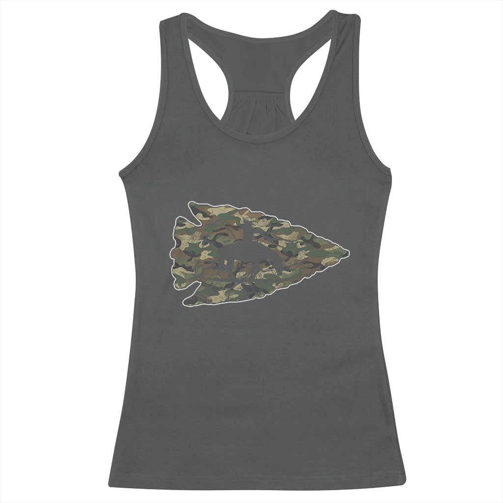 Arrowhead Hunter Native American Camouflage USA Flag Racerback Tank Top TS14 Dark Heather Print Your Wear