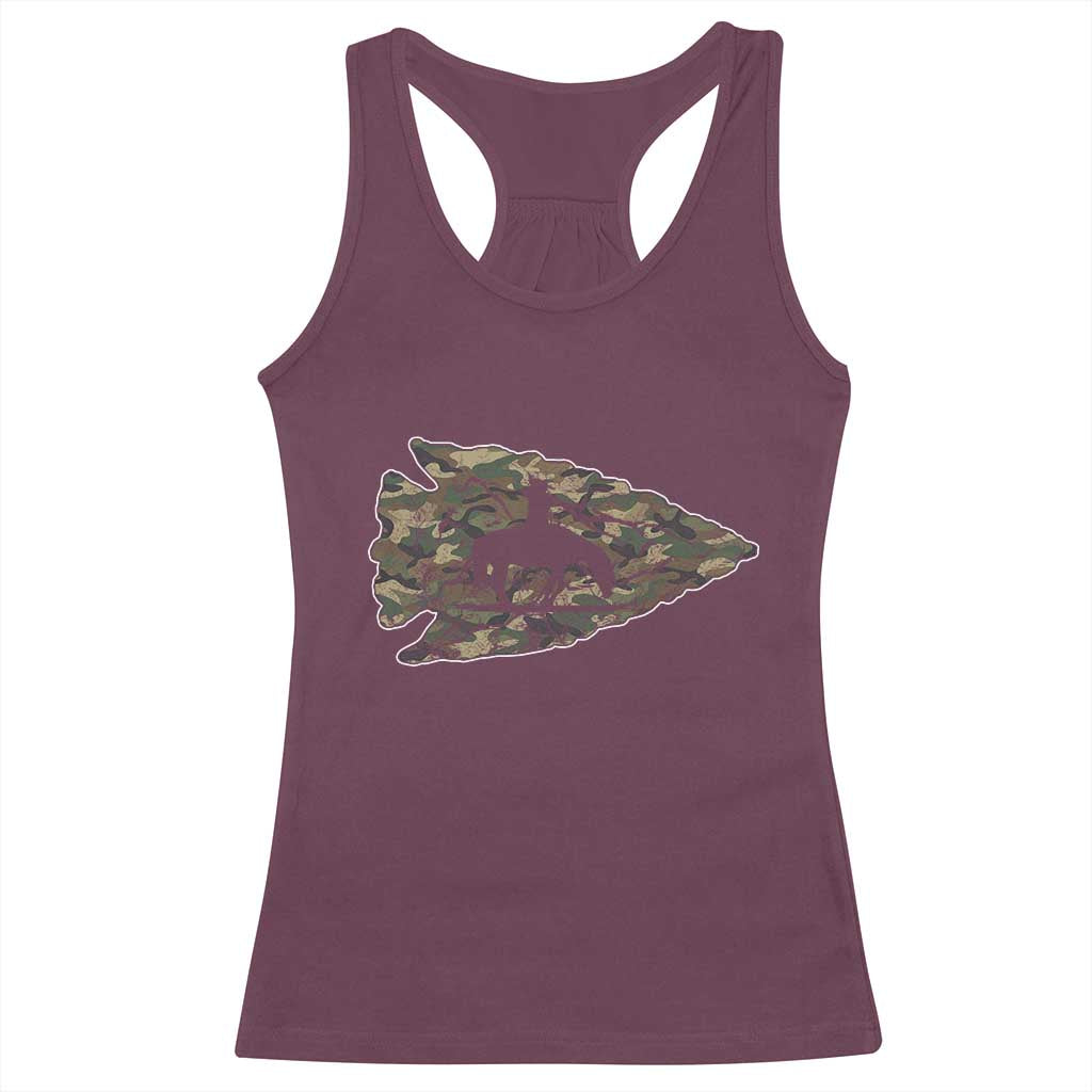 Arrowhead Hunter Native American Camouflage USA Flag Racerback Tank Top TS14 Maroon Print Your Wear