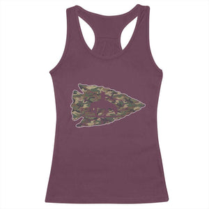 Arrowhead Hunter Native American Camouflage USA Flag Racerback Tank Top TS14 Maroon Print Your Wear