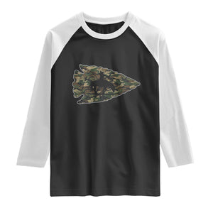 Arrowhead Hunter Native American Camouflage USA Flag Raglan Shirt TS14 Black White Print Your Wear