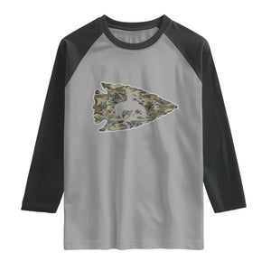 Arrowhead Hunter Native American Camouflage USA Flag Raglan Shirt TS14 Sport Gray Black Print Your Wear