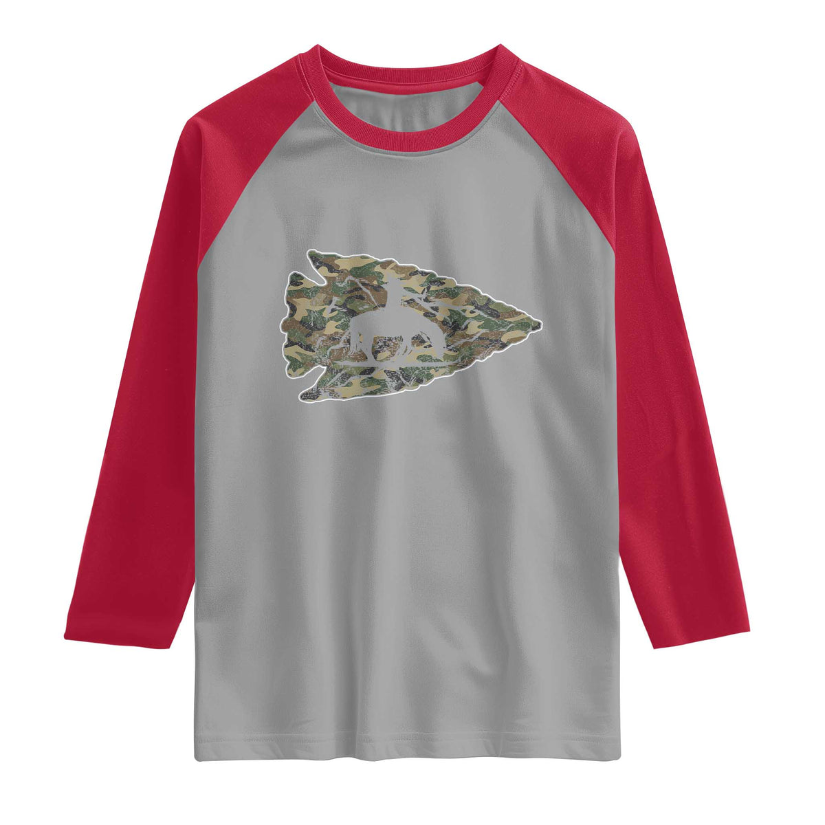 Arrowhead Hunter Native American Camouflage USA Flag Raglan Shirt TS14 Sport Gray Red Print Your Wear