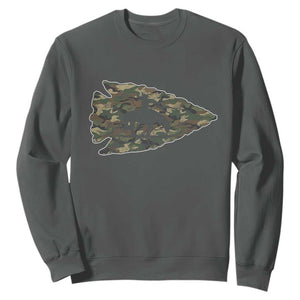 Arrowhead Hunter Native American Camouflage USA Flag Sweatshirt TS14 Dark Heather Print Your Wear