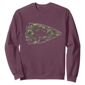 Arrowhead Hunter Native American Camouflage USA Flag Sweatshirt TS14 Maroon Print Your Wear