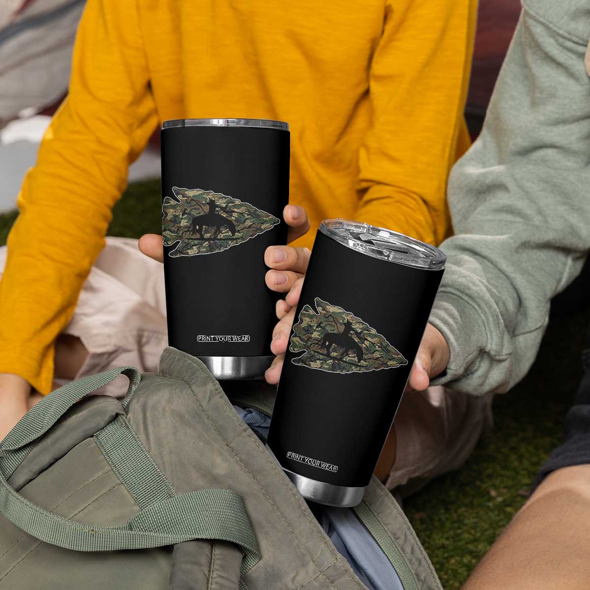 Arrowhead Hunter Native American Camouflage USA Flag Tumbler Cup TS14 Print Your Wear
