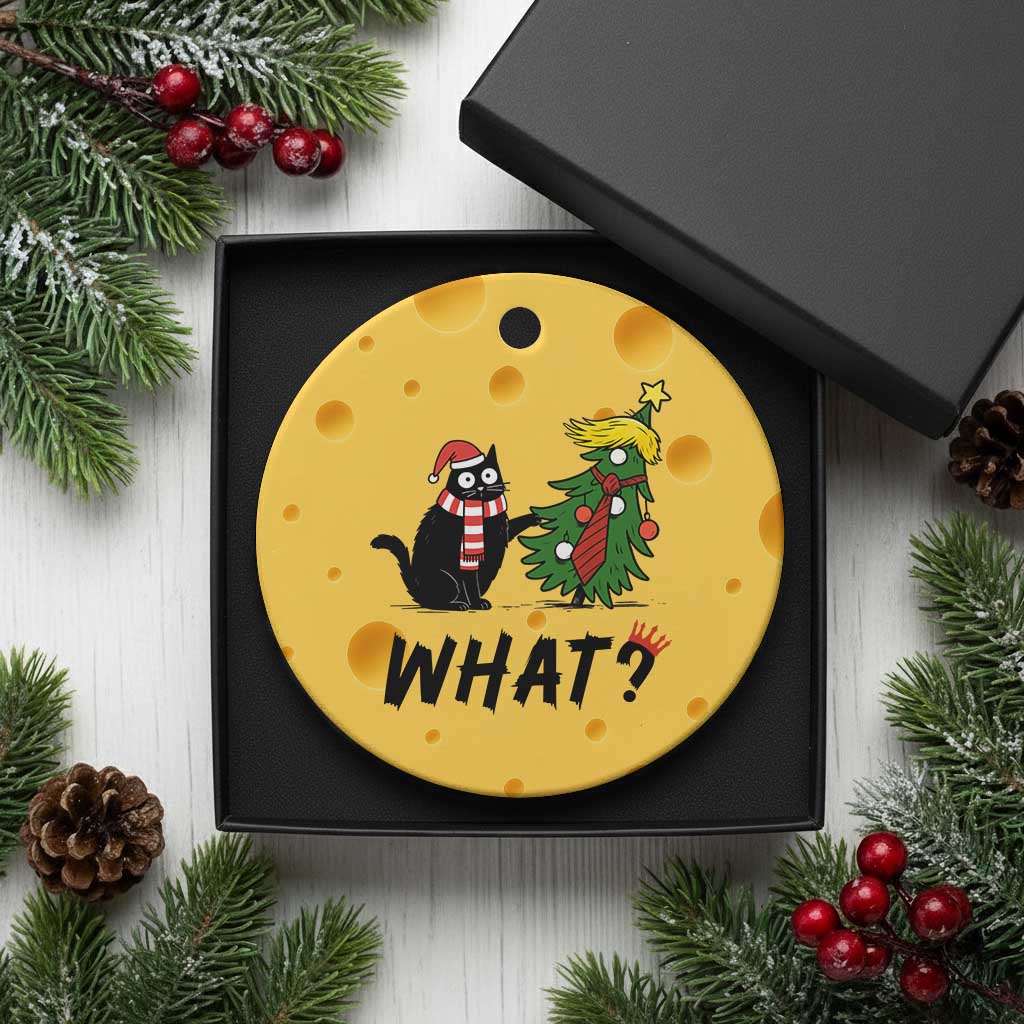 Black Cat What Christmas Ceramic Ornament Anti Trump Protest TS14 1pc Yellow Cheese Print Your Wear