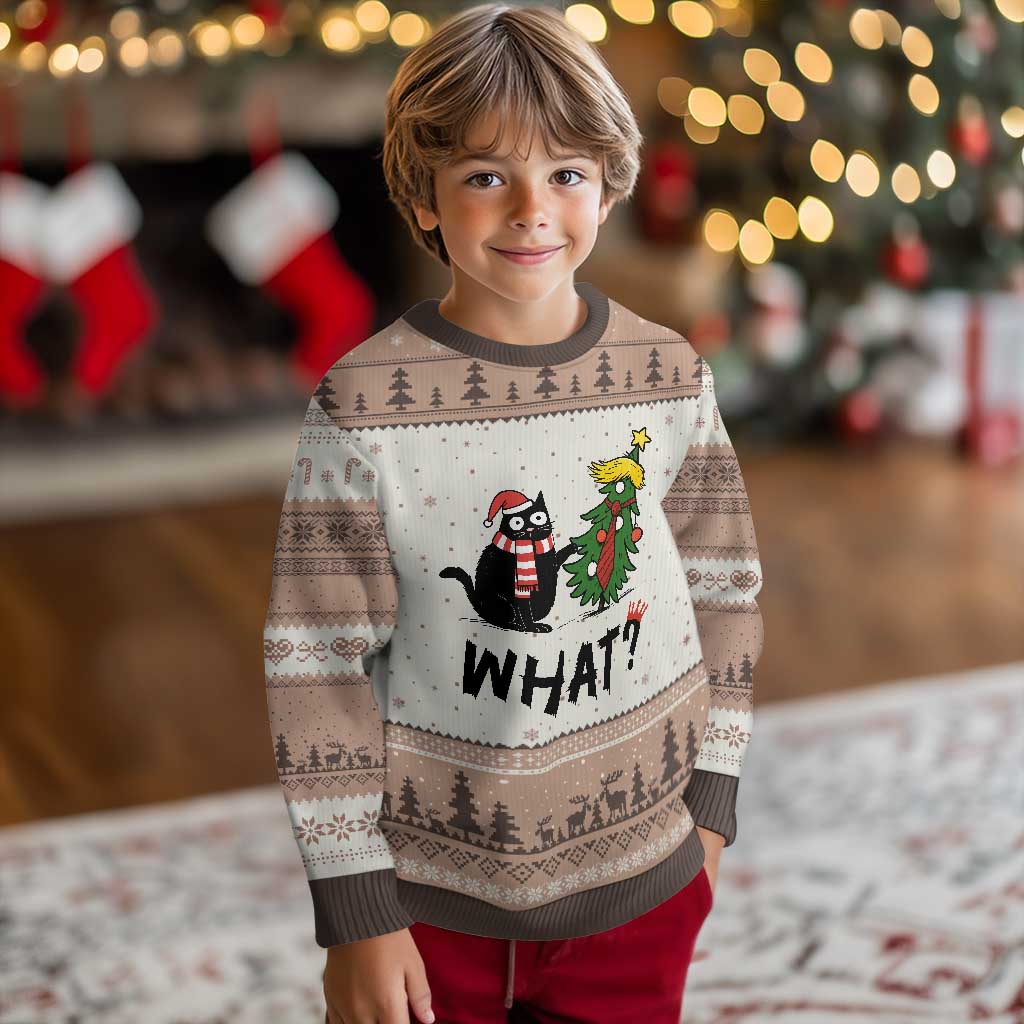 Black Cat What Xmas Ugly Christmas Sweater Anti Trump Protest TS14 Mocha Mousse Print Your Wear