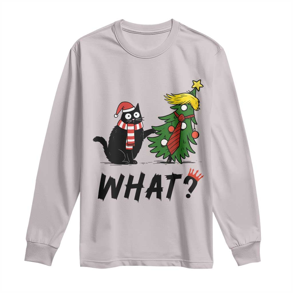 Black Cat What Christmas Long Sleeve Shirt Anti Trump Protest TS14 Ice Gray Print Your Wear